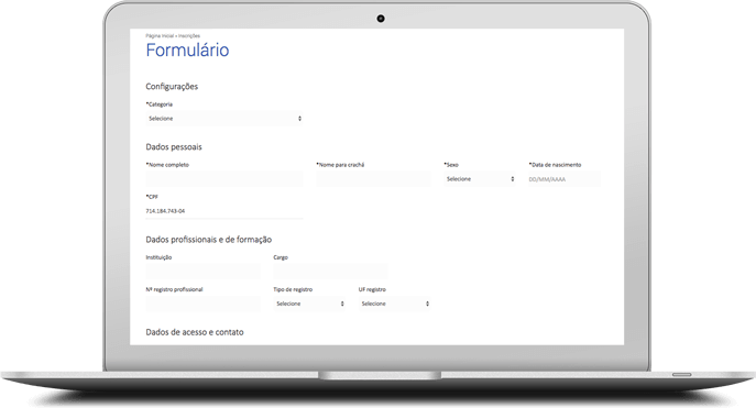 Sistema de inscrições online